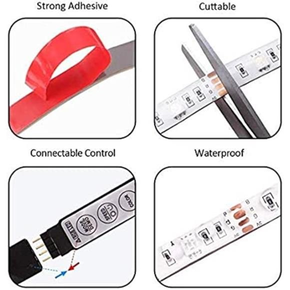 16.4ft LED Light Strips 5050 RGB Waterproof LED Strip Lights for Bedroom - Picture 5 of 6